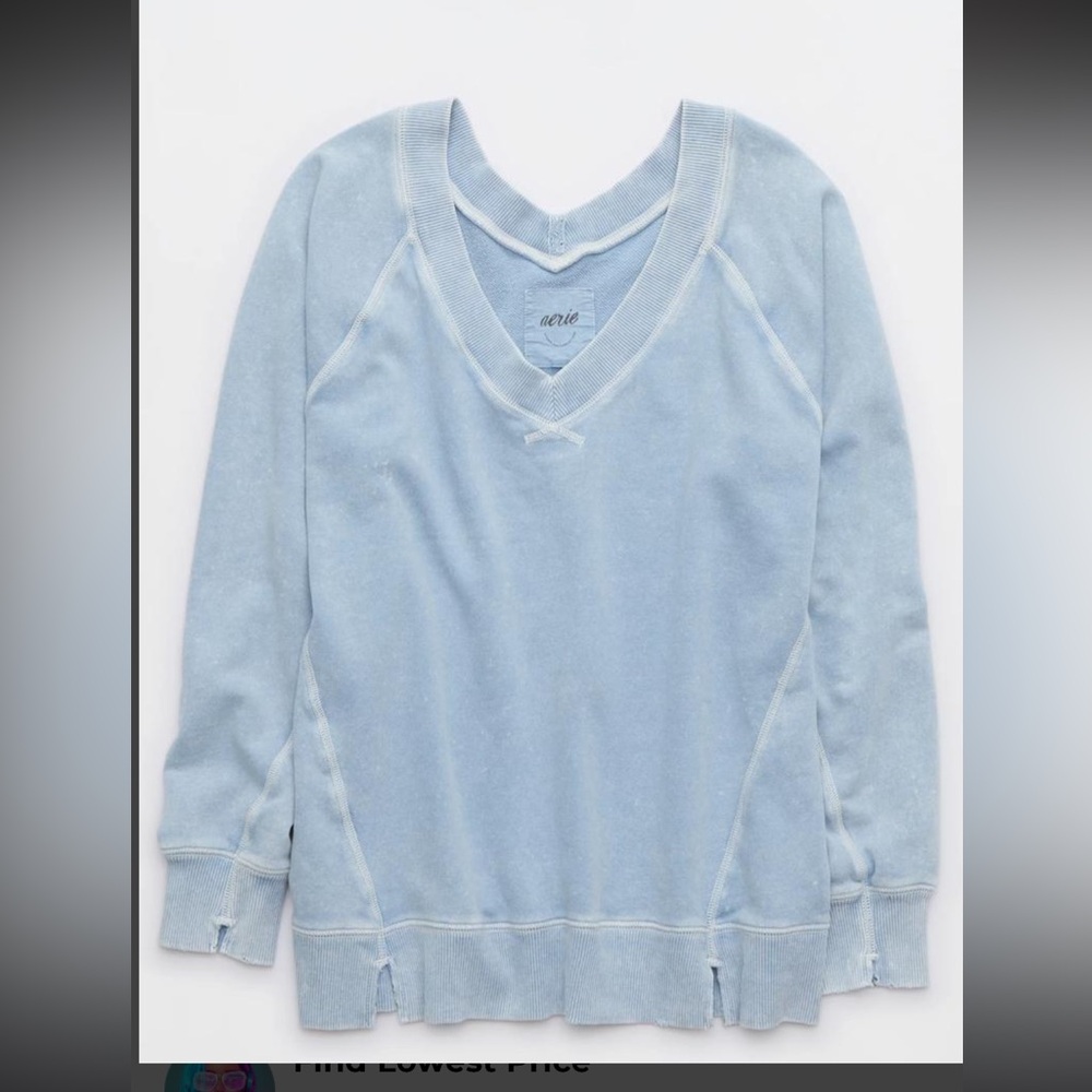 aerie Heather Light Blue Pullover Sweatshirt